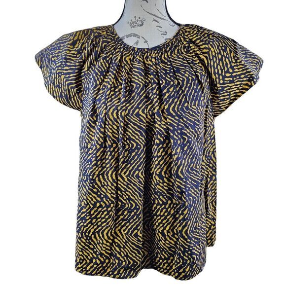 Ulla Johnson Macie Top in Noir Flutter Sleeve Cotton Poplin Blouse NWT Size 6 - Picture 3 of 9